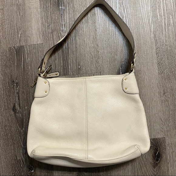 Vintage Fossil Genuine Leather Handcrafted Women's Handbag Purse 75082 - Beige - Picture 2 of 11